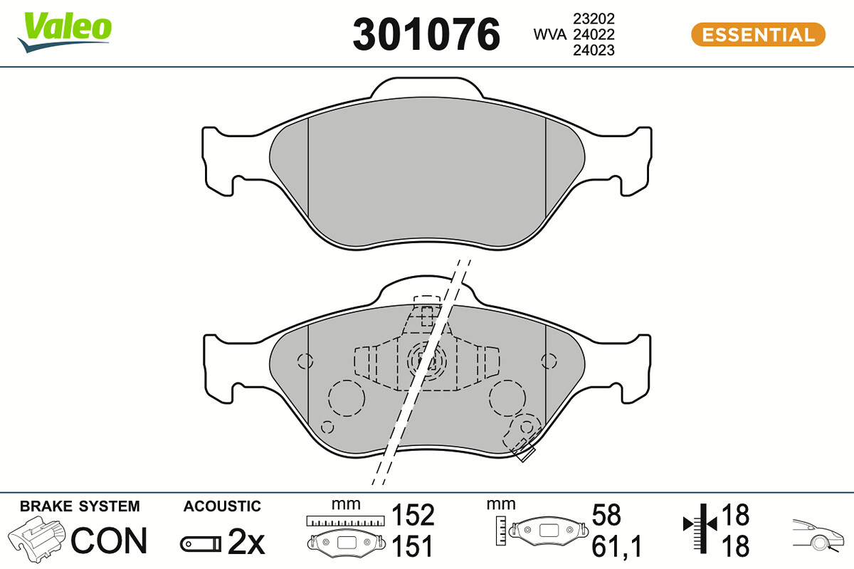 Jeu de 4 plaquettes de frein VALEO ref. 301076